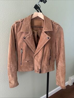 Women's Suede Moto Jacket in Tan